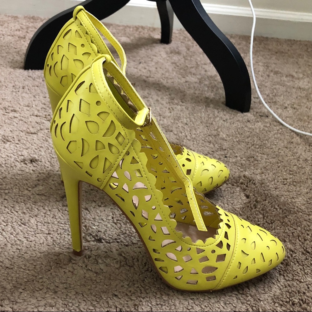 Yellow Cutout Heels